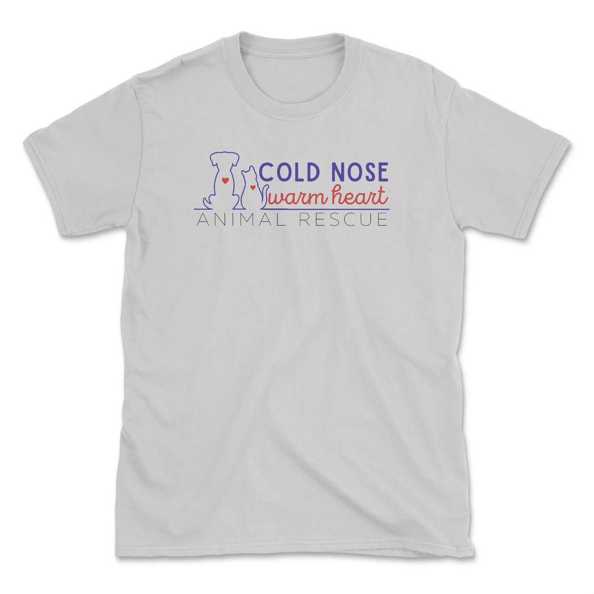Logo (Front Print) - Ice Grey (Cold Nose Warm Heart) (Adult Short Sleeve T-Shirt)