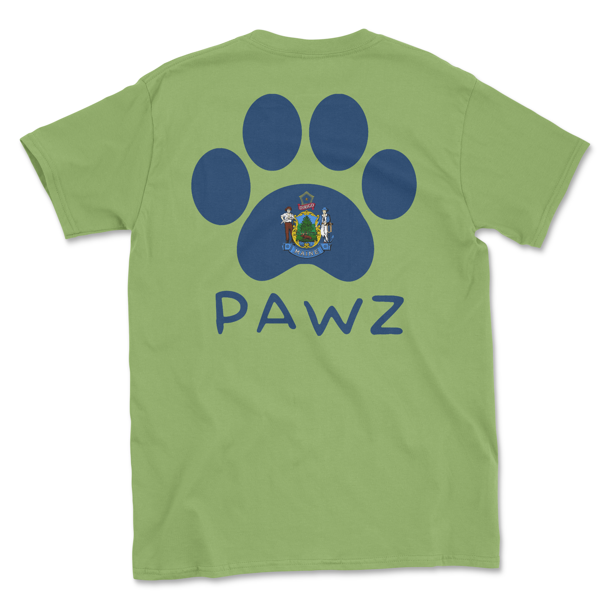 Maine Flag Paw (Adult Short Sleeve T-Shirt)