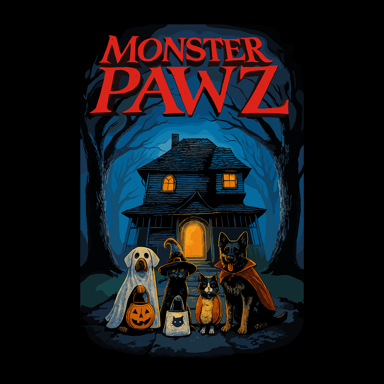 Monster Pawz (Front Print) (Adult Hoodie)